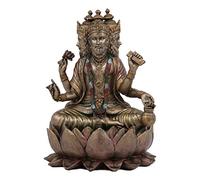 Ebros Supreme Cosmic Soul Statue Hindu Brahma Brahman Four Faces Vedas Trinity Being Figurine Sitting on Lotus Throne Hinduism Indian God Mahadeva