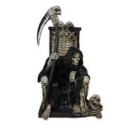 Ebros The Dark Lord Grim Reaper Seated On Skeletons and Skulls Throne with Scythe Statue Ruler of The Underworld Reaper of Souls Ossuary Macabre Figurine
