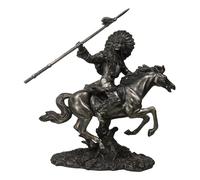 Ebros Tribal Native American Indian Chief Warrior With Trailer War Bonnet Eagle Headdress Charging On Horse Throwing Spear Statue 12.25" Tall Indians Figurines And Statues Cultural Heritage Home Decor