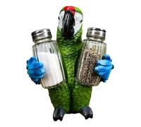 Ebros Tropical Rainforest Rio Green Military Macaw Parrot Bird Salt And Pepper Shakers Holder Figurine Set 6.75"H Nautical Table Decore or Decorations For Spice Racks Holders Organizers Home & Kitchen