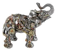Ebros Victorian Sci Fi Industrial Steam Age Steampunk Pressure Valve Geared Cyborg Elephant with Trunk Up Figurine Resin Safari Elephants Family Figurine Sculpture Decor Gifts