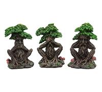 Ebros Wiccan Forest Spirit Deity See Hear Speak No Evil Greenman Tree Ents Statue Set of Three 5.25" Tall Celtic Neopagan Cernunnos Decorative Figurines
