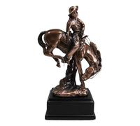 Ebros Wild West Rodeo Cowboy with Bucking Bronco Horse Statue in Bronze Electroplated Resin Finish with Trophy Base Rustic Western Classic Home Decor Accent Figurine