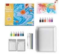 Ebru Turkish Marble Ink Studio Transfer Workshop Liquid Pigment Aesthetic Decoration Floating Paper DIY Supplies Design Magic Swirls | Unique Birthday Gift for Fabric Creation