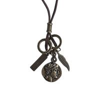 EBSEM Ancient Coin series, Ancient King Emperor Ancient Imperial Rome Greek Mythology necklace, genuine leather cord Surfer jewelry for Men & Women, Leather, zamak