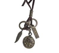EBSEM Ancient Coin series, Ancient King Emperor Ancient Imperial Rome Greek Mythology necklace, genuine leather cord Surfer jewelry for Men & Women, Leather, zamak