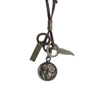 EBSEM Ancient Coin series, Ancient King Emperor Ancient Imperial Rome Greek Mythology necklace, genuine leather cord Surfer jewelry for Men & Women, Leather, zamak