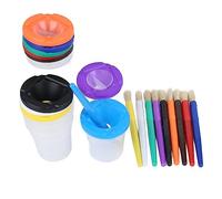 EBTOOLS 10-Pack Spill Proof Paint Cups with Colorful Lids and Brushes - Art Supplies for Kids' Preschool Painting活动