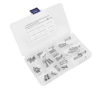 EBTOOLS 12 Sizes Stainless Steel Clevis Pin Assortment Kit, Flat Head T-Shape Round Pins in Convenient Box for Convenient Car Use (64pcs)