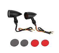 EBTOOLS 12V Motorbike Indicator,2Pcs Motorcycle Turn Lamp Brake Light Vintage Grille Modification Accessory(Black)