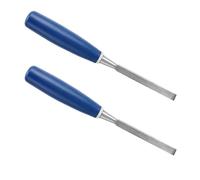 EBTOOLS 2pcs High Hardness Wood Carving Chisel Set with Comfortable Blue Handles for Precise Woodworking, Flat and Slotting Chisels (3/8")