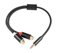 EBTOOLS 3.5mm Male to Dual Female Cable Gold Plated 1Ft Adapter for PC TV DVD MP3 Player with Sound
