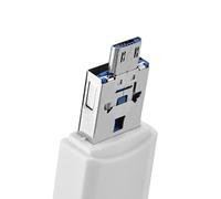 EBTOOLS 3-in- Type-C, USB & USB OTG Memory Card Reader for Efficient Data Transfer & Playback with Compatible Systems (White)
