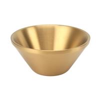 EBTOOLS 304 Stainless Steel Double Layer Salad Bowl Elegant Round Serving Bowl for Noodles Rice Ice Cream 5.1in (Golden 15cm / 5.9in)