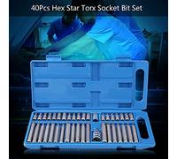 EBTOOLS 40-Piece Hex Star Socket Bit Set with 3/8inch & /2inch Drive Sockets - Tools for Home & Professional Use