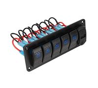 EBTOOLS 5 Gang Rocker Switch Panel with 12V-24V Dual USB and LED Voltage Display for Truck, RV, Boat, ATV, UTV