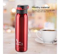 EBTOOLS 500ml Stainless Steel Straw Bottle Portable Sports Mug for Office Travel () (Red)