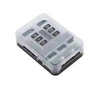 EBTOOLS 6 Way Block Holder with Cover and LED Indicator for 12V/24V Automotive Trucks, Boats, RVs, and