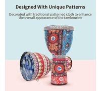 EBTOOLS 8-Inch Lightweight African Hand with Colorful Traditional Patterns - Portable Djembe for & Beginners, Music Lovers (2)