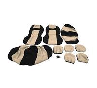EBTOOLS 9pcs Auto Seat Cover Protector Set Breathable Dustproof Universal Accessory for 5-Seats Car(Beige Black)