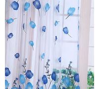 EBTOOLS Colorful Printing Tulle Curtains 100 * 200cm Sheer Drapes for Balcony Window Decoration - Elegant Home (Blue)