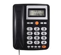 EBTOOLS Desktop Corded Telephone for Seniors with Big Buttons, LCD Display, Hands- Function, Dual Ports, and Volume for Home & Office (Black)