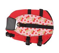 EBTOOLS Dog Life Vest for Medium to Large Pets, Tear- Floatation Jacket with Back Handle and Stylish Strawberry Design in Red (M)