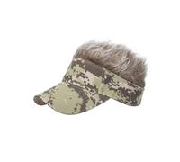 EBTOOLS Funny Faux Hair Wig Baseball Sun Hat for Men Women Adults, & Lightweight, for Outdoor Activities (Camouflage Green & Khaki)