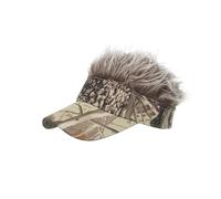EBTOOLS Funny Faux Hair Wig Baseball Sun Hat for Men Women Adults, & Lightweight, for Outdoor Activities (Dead Leaves Camouflage & Khaki)