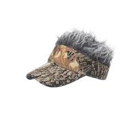 EBTOOLS Funny Faux Hair Wig Baseball Sun Hat for Men Women Adults, & Lightweight, for Outdoor Activities (Dead Leaves Camouflage & Grey)