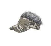 EBTOOLS Funny Faux Hair Wig Baseball Sun Hat for Men Women Adults, & Lightweight, for Outdoor Activities (Camouflage Green & Grey)