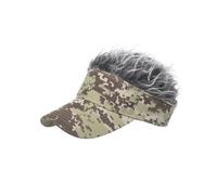 EBTOOLS Funny Faux Hair Wig Baseball Sun Hat for Men Women Adults, & Lightweight, for Outdoor Activities (Camouflage Grey & Grey)