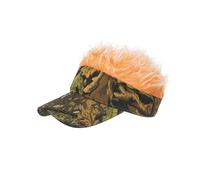 EBTOOLS Funny Faux Hair Wig Baseball Sun Hat for Men Women Adults, & Lightweight, for Outdoor Activities (Jungle Camouflage & Orange)