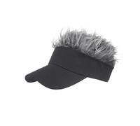 EBTOOLS Funny Faux Hair Wig Baseball Sun Hat for Men Women Adults, & Lightweight, for Outdoor Activities (Black & Grey)