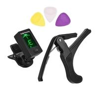 EBTOOLS Guitar Accessory Set for Beginners - Clamp/Holder-on LCD Digital Tuner, Professional Lightweight & 3 Guitar Picks, Essential Tool Kit for Acoustic Musicians