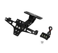 EBTOOLS Motorcycle LED Light License Plate Holder Adjustable Telescopic Aluminum Alloy License Plate Mount Holder Bracket with LED Light Replacement for Motorcycle