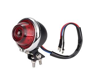 EBTOOLS Motorcycle Rear Running Light, Aluminium Alloy Vintage Convex LED Rear Tail Light Indicator Stop Brake Running Lamp