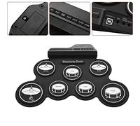 EBTOOLS Portable Electronic Set with 7 Pads, 5 Tunings, 8 Demo Songs, and MP3 Input, Compact Roll-Up Practice Pad for Musicians