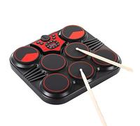 EBTOOLS Portable Tabletop Electronic Set with 7 Silicone Pads, Built-in Speakers, Rechargeable Battery, Complete with Drumsticks and Foot Pedals for Kids and Beginners