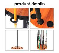 EBTOOLS Stylish Rotating Fishing Rod Display Rack Wooden Holder for Up to 15 Fishing Rods Storage Unit