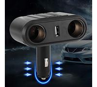 EBTOOLS Universal Car 2 Way Cigarette Splitter Adapter with USB Fast, 12-24V Compatibility