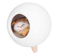 EBTOOLS USB Cat Night Light Warm LED Lamp for Girls’ Bedroom Cartoon Portable Bedside Spherical Design (White)