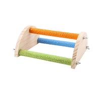 EBTOOLS Wood Bird Perch Stand Toy for Budgies, Cockatiels, Macaws & African Greys - Safe & Engaging Feet Exercise (Transparent Half Round Style)