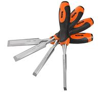 ebuyerfix wokin 4 Pcs Wood Chisel Sets, Wood Chisels, Woodworking Carpenter Carving Chrome Vanadium Steel Hammer End, 8/12/20 & 26mm