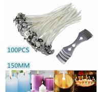 Ebuyergate Pack 100 Pre Waxed Candle Wicks For Candle Making With Sustainers 15Cm Long New
