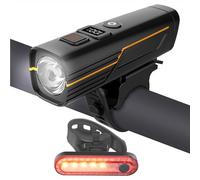 EBUYFIRE Rechargeable Bike Lights Front and Back with Light Sensor | LED,5 Lighting Modes,digital display, super bright, USB rechargeable, front and rear, night commuting, road cycling