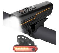 EBUYFIRE USB Rechargeable Bike Lights Set with Digital Display & Light Sensor, Super Bright Front Light & 5-LED Rear Tail Light, IPX5 Waterproof Bicycle Front & Back Light for Cycling