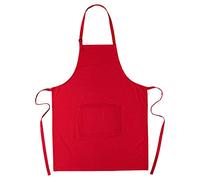 eBuyGB 100% Cotton Plain Aprons Chefs Kitchen Apron With Adjustable Neck Strap and Front Pocket Waiter Bistro Catering (Red)