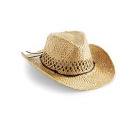eBuyGB 100% Straw Cowboy Hat with Wired Brim, Women Cowgirl Hat, Men Handmade Western Sun Hat, Unisex Summer Beach Hat Brown