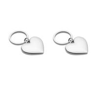 eBuyGB 12653 Chrome Love Heart Keyring, 6 cm, Silver (Pack of 2)